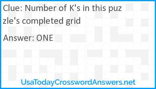 Number of K's in this puzzle's completed grid Answer