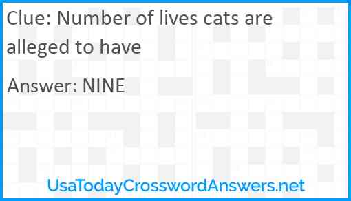 Number of lives cats are alleged to have Answer