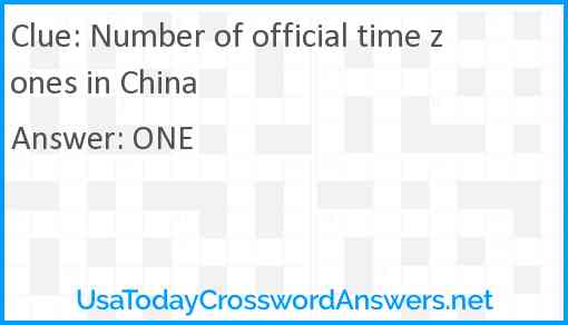 Number of official time zones in China Answer