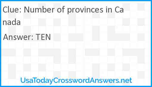 Number of provinces in Canada Answer