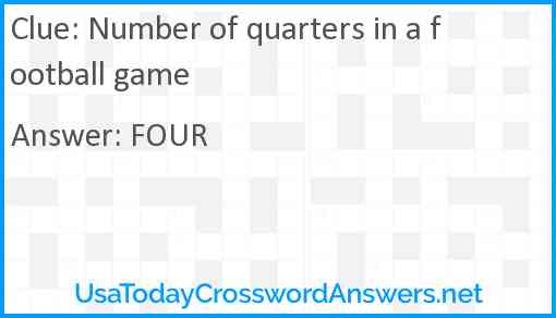 Number of quarters in a football game Answer