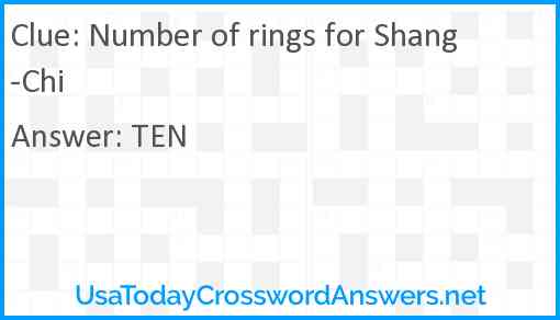 Number of rings for Shang-Chi Answer