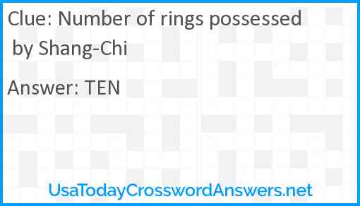 Number of rings possessed by Shang-Chi Answer