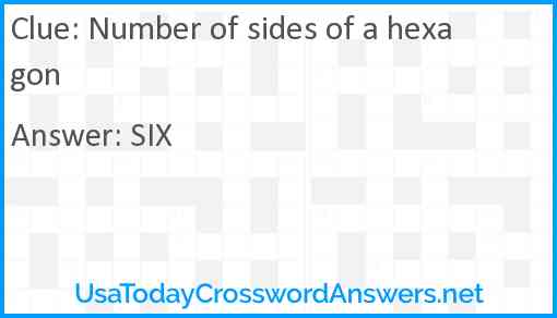 Number of sides of a hexagon Answer