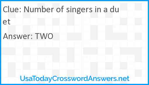 Number of singers in a duet Answer