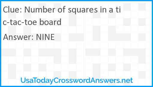 Number of squares in a tic-tac-toe board Answer
