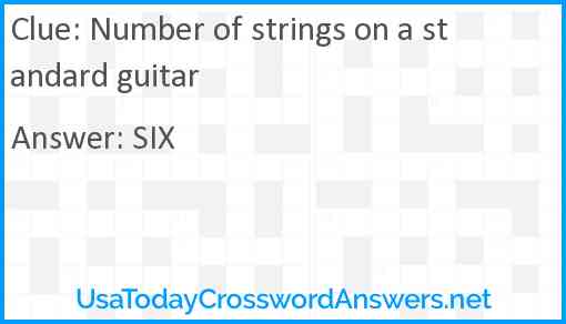 Number of strings on a standard guitar Answer