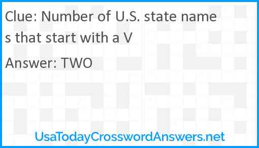 Number of U.S. state names that start with a V Answer