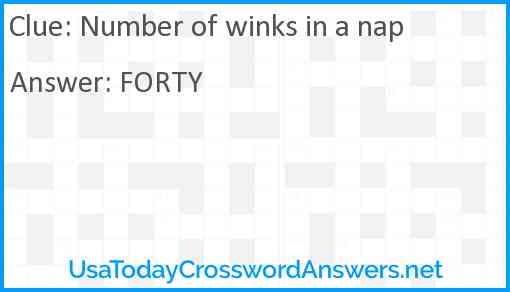 Number of winks in a nap Answer