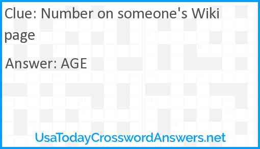 Number on someone's Wiki page Answer