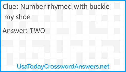 Number rhymed with buckle my shoe Answer