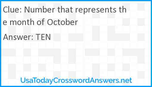 Number that represents the month of October Answer