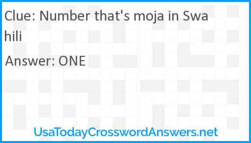 Number that's moja in Swahili Answer