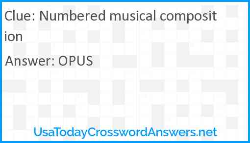 Numbered musical composition Answer