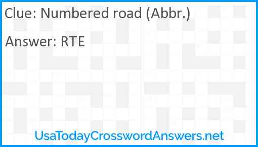 Numbered road (Abbr.) Answer