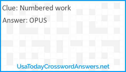 Numbered work Answer