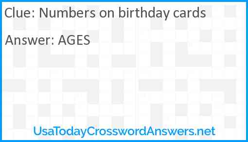 Numbers on birthday cards Answer