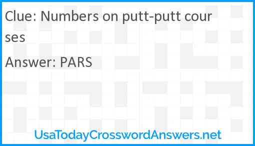 Numbers on putt-putt courses Answer