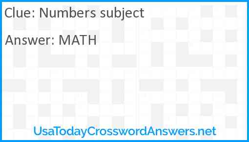 Numbers subject Answer