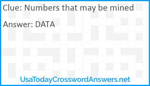 Numbers that may be mined Answer