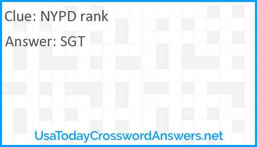 NYPD rank Answer