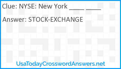 NYSE: New York ____ ____ Answer