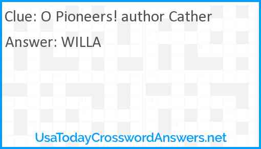 O Pioneers! author Cather Answer