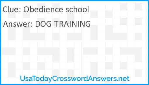 Obedience school Answer