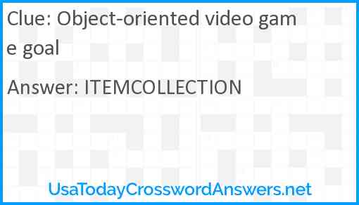 Object-oriented video game goal Answer