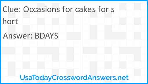 Occasions for cakes for short Answer