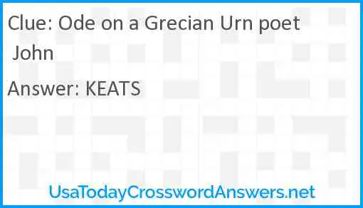 Ode on a Grecian Urn poet John Answer