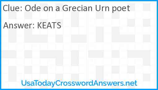 Ode on a Grecian Urn poet Answer