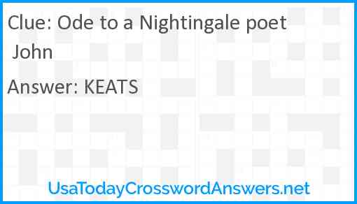 Ode to a Nightingale poet John Answer