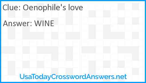 Oenophile's love Answer