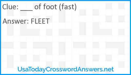 ___ of foot (fast) Answer