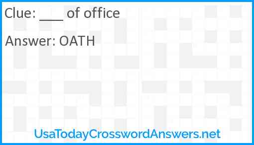 ___ of office Answer