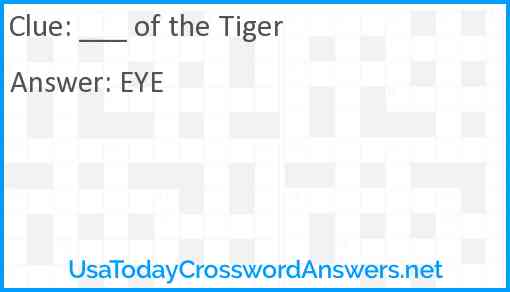 ___ of the Tiger Answer
