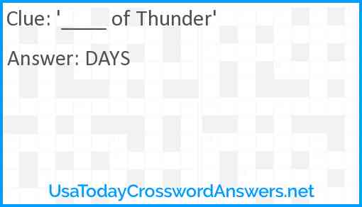 '____ of Thunder' Answer