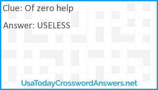 Of zero help Answer