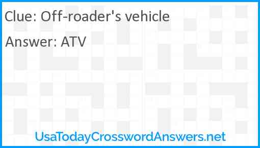 Off-roader's vehicle Answer