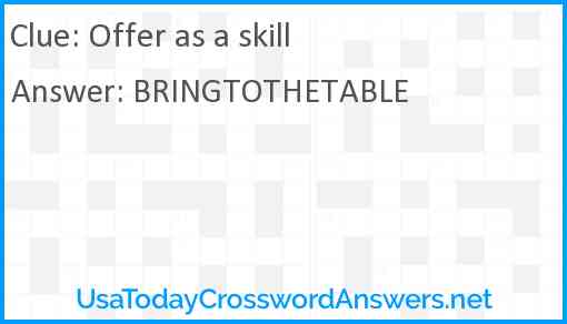 Offer as a skill Answer