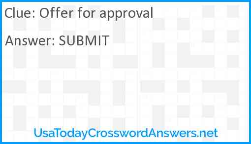 Offer for approval Answer
