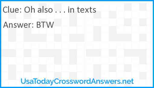 Oh also . . . in texts Answer