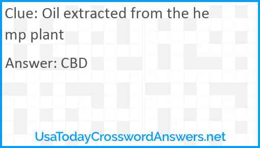 Oil extracted from the hemp plant Answer