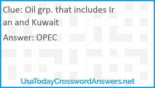 Oil grp. that includes Iran and Kuwait Answer