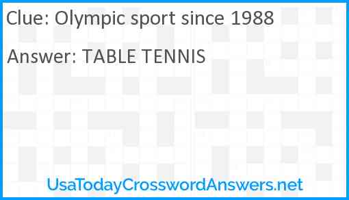 Olympic sport since 1988 Answer
