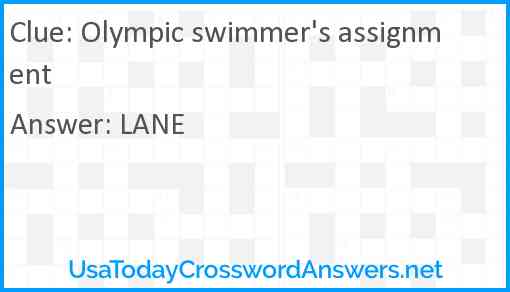 Olympic swimmer #39 s assignment crossword clue UsaTodayCrosswordAnswers net