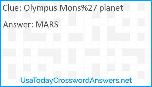 Olympus Mons%27 planet Answer