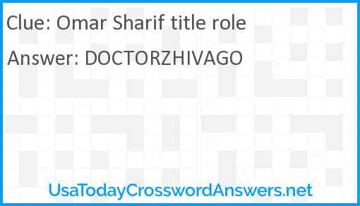 Omar Sharif title role Answer