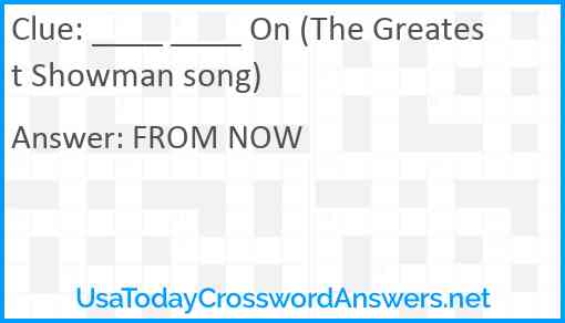 ____ ____ On (The Greatest Showman song) Answer